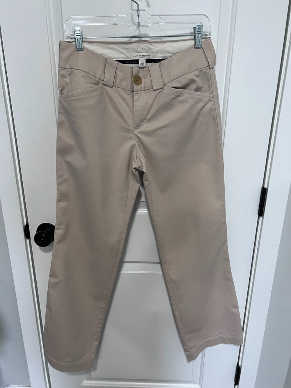 Banana Republic Martin Fit Pants Women's 6 Stretch Beige Chino Straight Leg